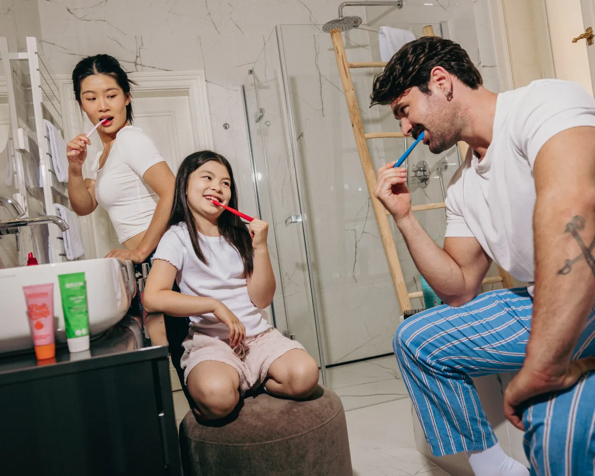 Family enjoying a relaxed apartment moment together